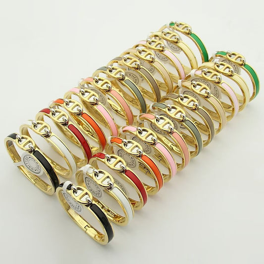 HEM51 New arrive gold silver fashion Cuff bangle for woman men beautiful gift to choose gift