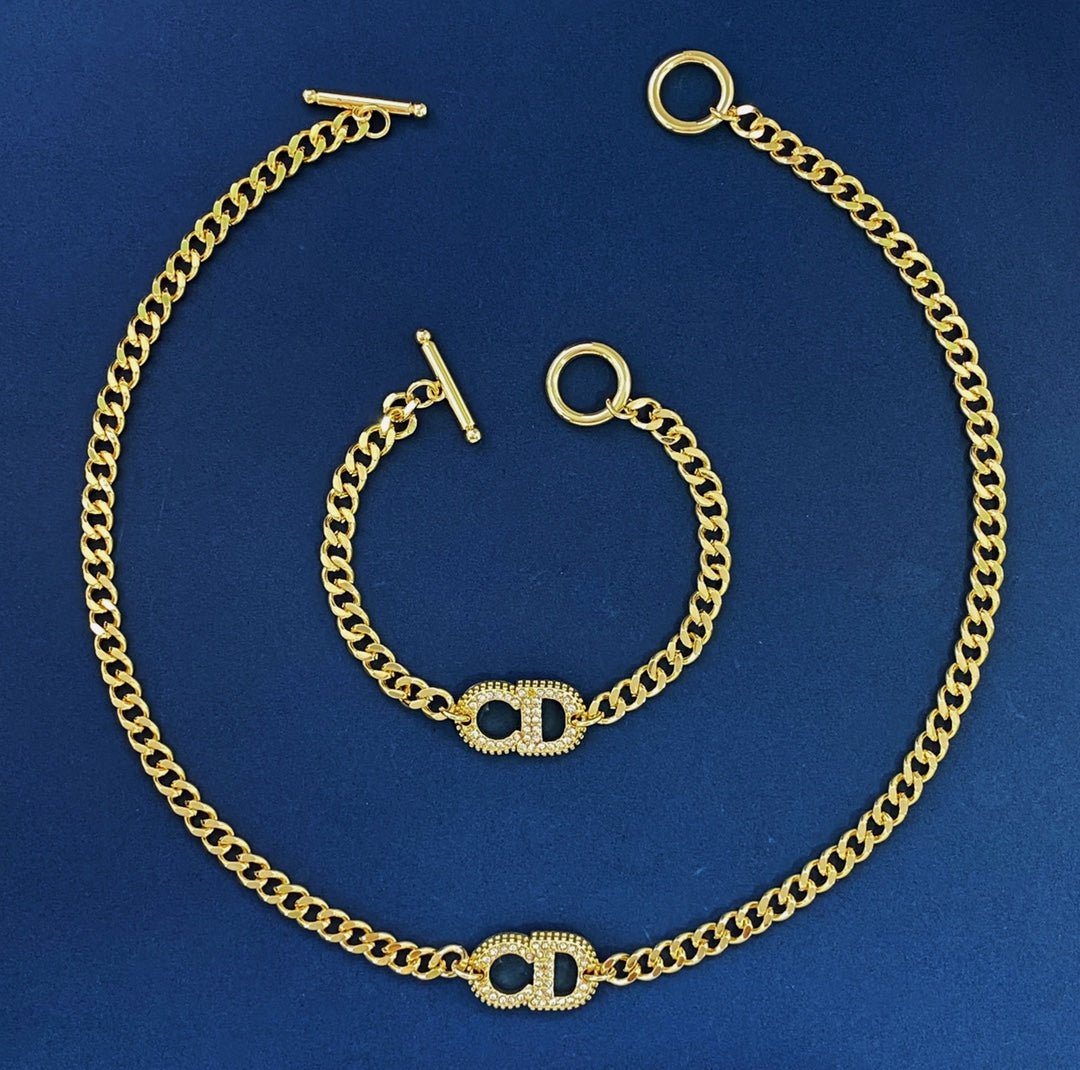 DEM148 Hot sale fashion GOLD color  necklace and bracelets for woman size jewelry for woman gift