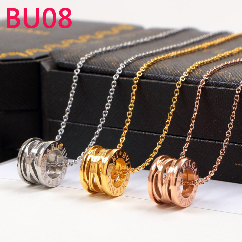 BU08 New Fashion Titanium steel Necklace for Women Couples Anel Cubic Zirconia Wedding Bands gift