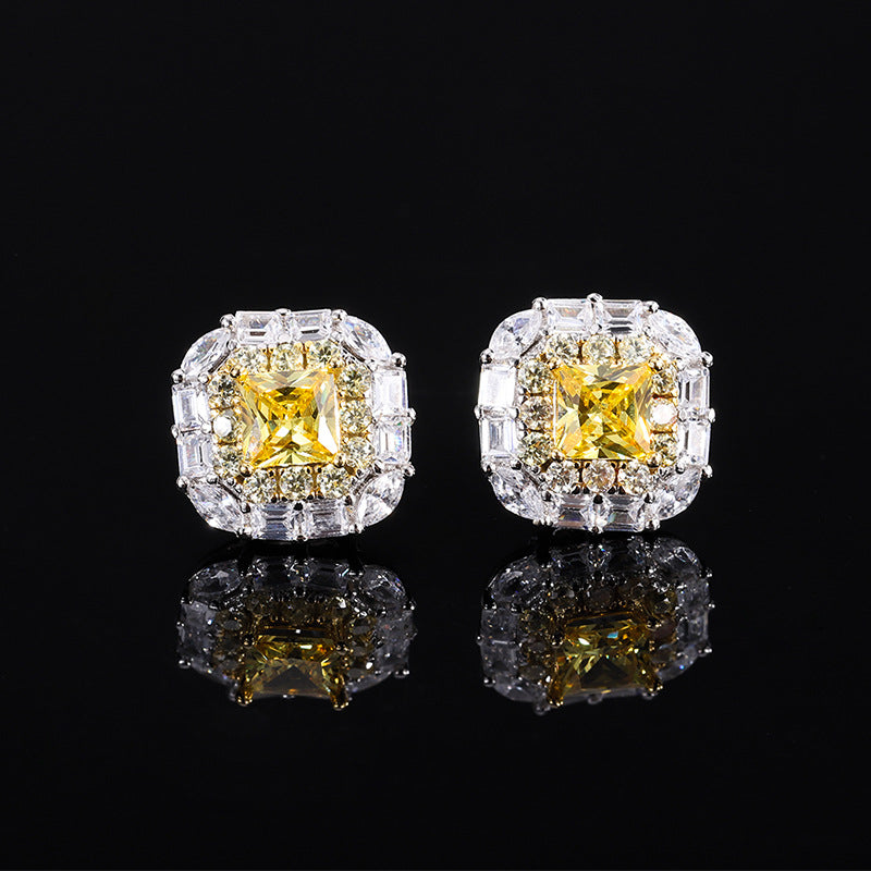 LEM74 New arrive Yellow Retro Simple Women's Stud Earrings for woman jewelry