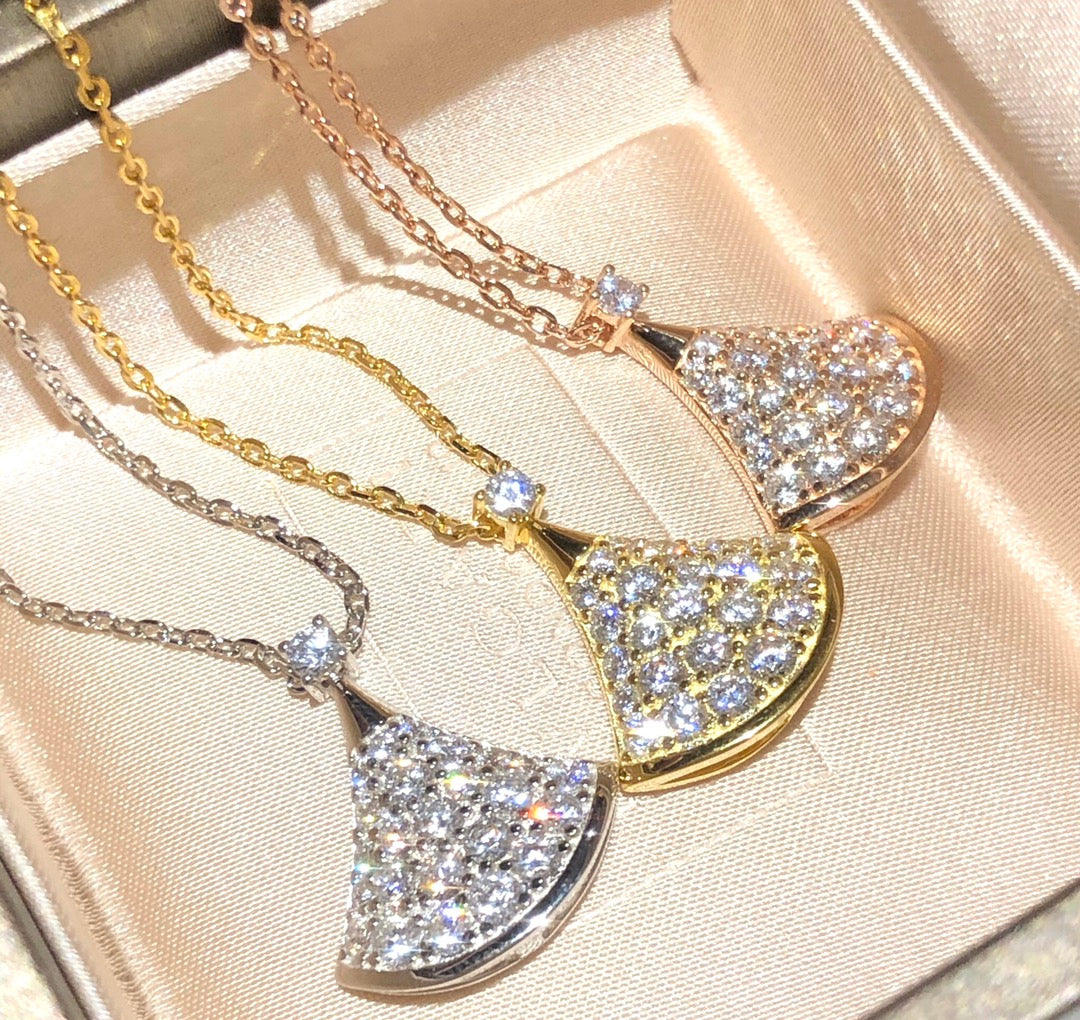 BEM09  fashion gold full cz silver and rose 3 color Necklace for woman beautiful jewelry to choose gift