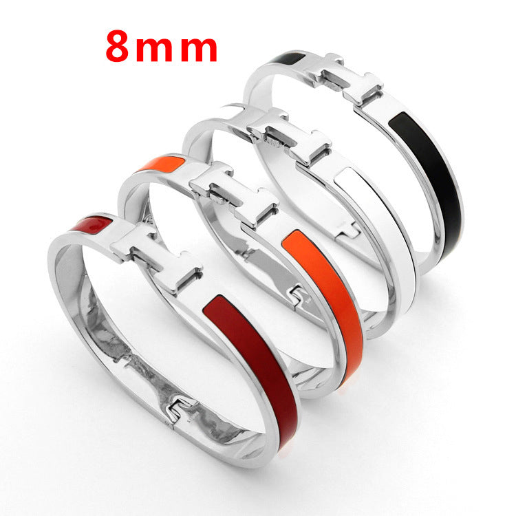 b3 Hot sale 8mm wide H bracelet for woman jewelry orange/black/white/red color to choose