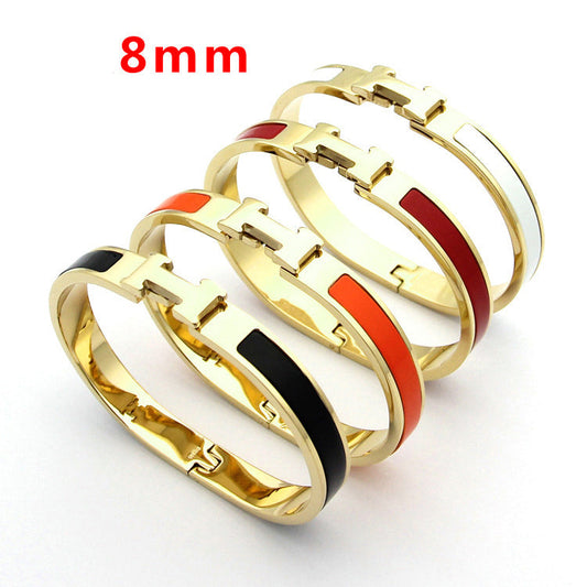 b3 Hot sale 8mm wide H bracelet for woman jewelry orange/black/white/red color to choose