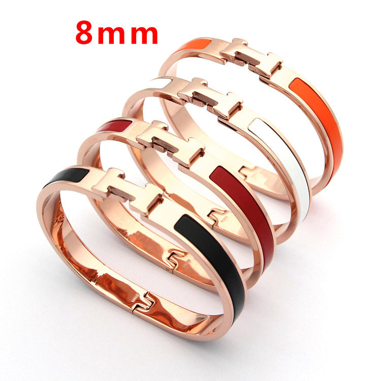 b3 Hot sale 8mm wide H bracelet for woman jewelry orange/black/white/red color to choose