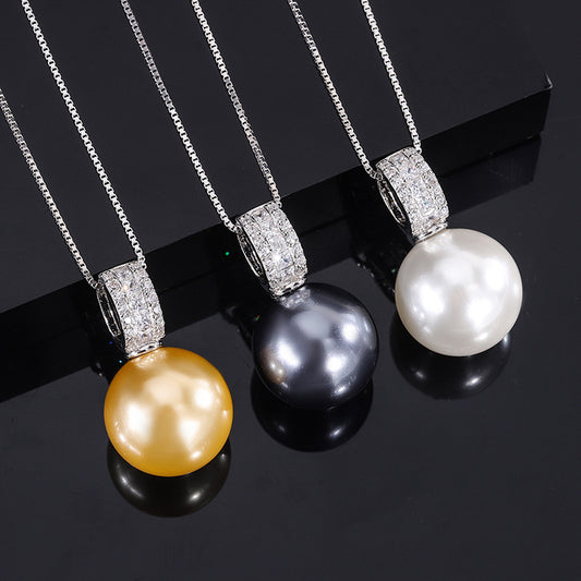 S925 real silver Pearl simple fashion women& Pearl pendant necklace 16mm