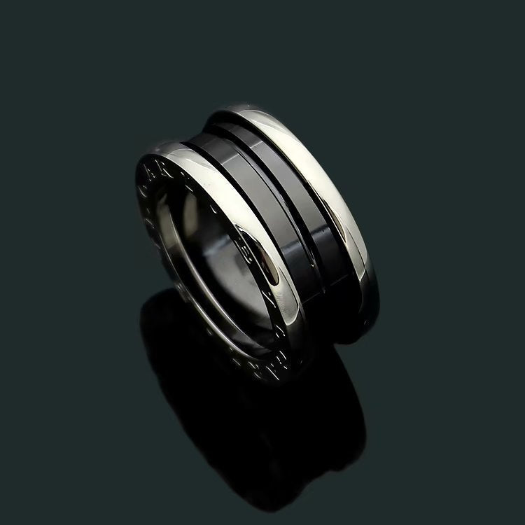 BR01  New Fashion Titanium steel ceramics ring for Women Men Couples Anel Cubic Zirconia Wedding Bands gift