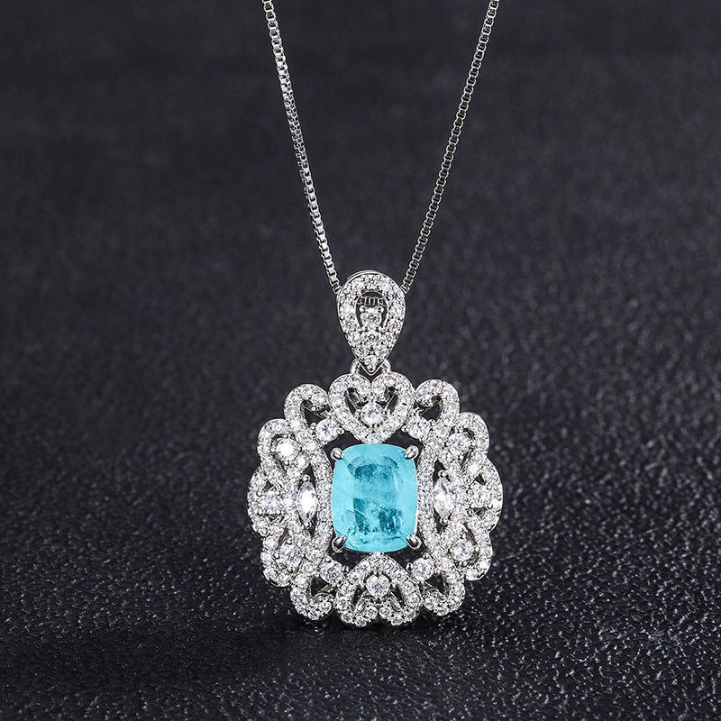 LEM78 Hot new arrive blue color Ring and Necklace Jewelry Set Creative Model Full CZ Inlaid Master 8*10