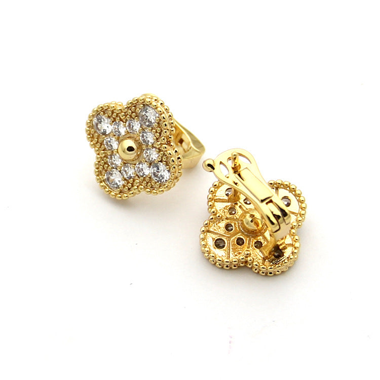 FY60   Fashion Stainless Steel Design Stud flower Earring Charm For Women Gold  Earrings Jewelry