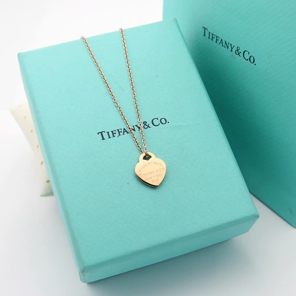 TN18 New Fashion Titanium steel Heart Necklace for Women gift Couples Cubic Zirconia Wedding Necklace