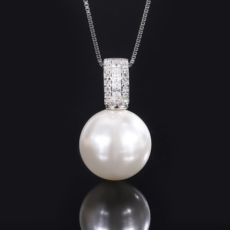 S925 real silver Pearl simple fashion women& Pearl pendant necklace 16mm