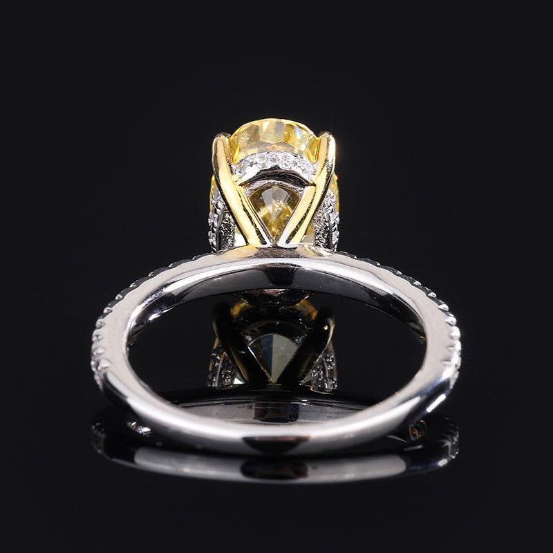 S925 whole body silver simulation high carbon diamond Radiant cut denier shape 8*12 simple inlaid ring