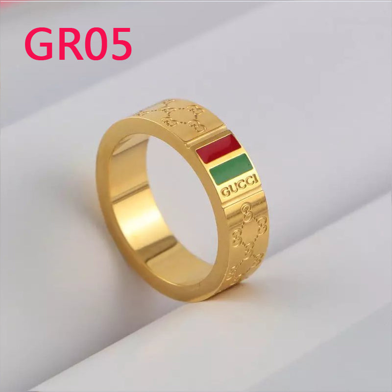 GR05  New Fashion Titanium steel Gold rings beautiful for Women Couples Cubic Zirconia