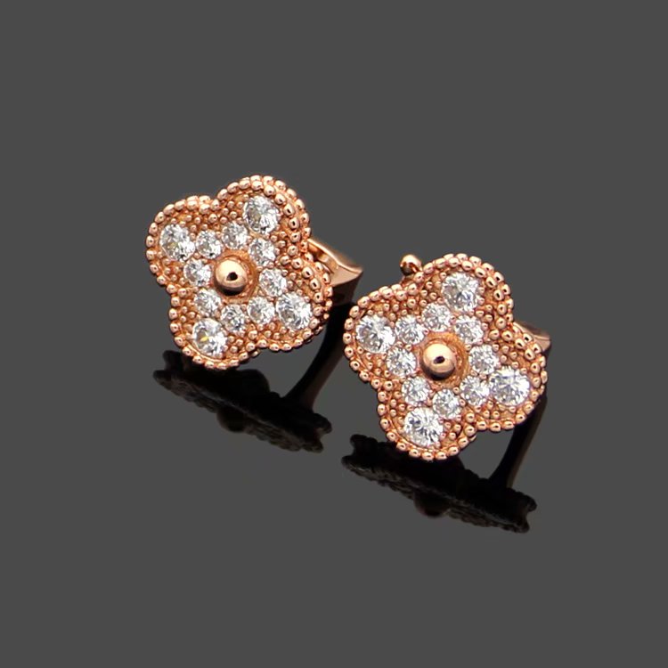 FY60   Fashion Stainless Steel Design Stud flower Earring Charm For Women Gold  Earrings Jewelry