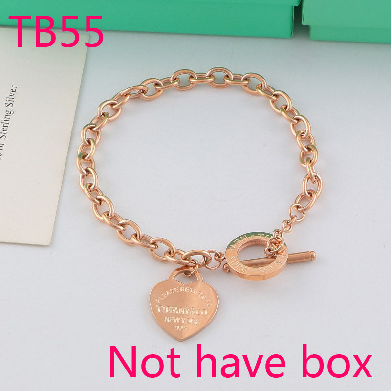 TB55 New Fashion Titanium steel Heartbracelet bangle for Women gift Couples Cubic Zirconia Wedding