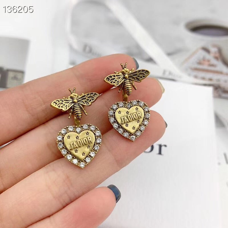 DR-24  Fashion  Brand Stainless Steel Peach heart Jewelry Design Stud Earring For Women Gold Earrings