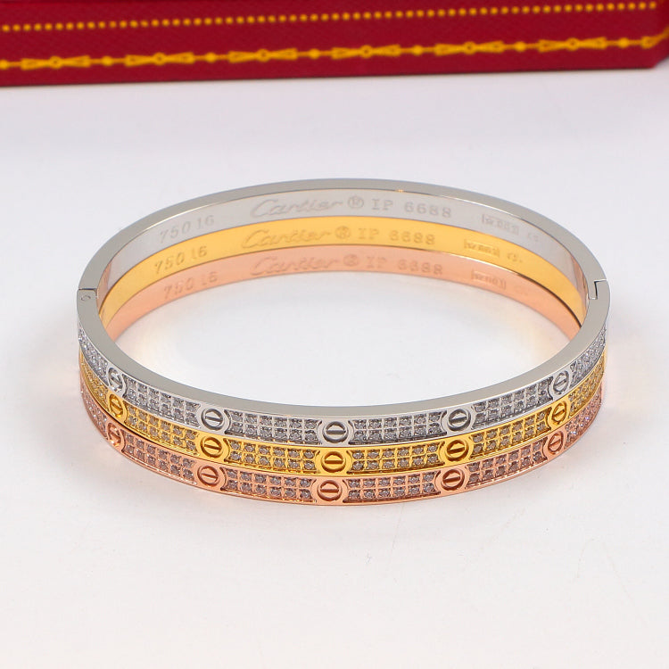 CD3 Titanium steel Men women  bracelets with full CZ diamond silver rose gold  Bracelet