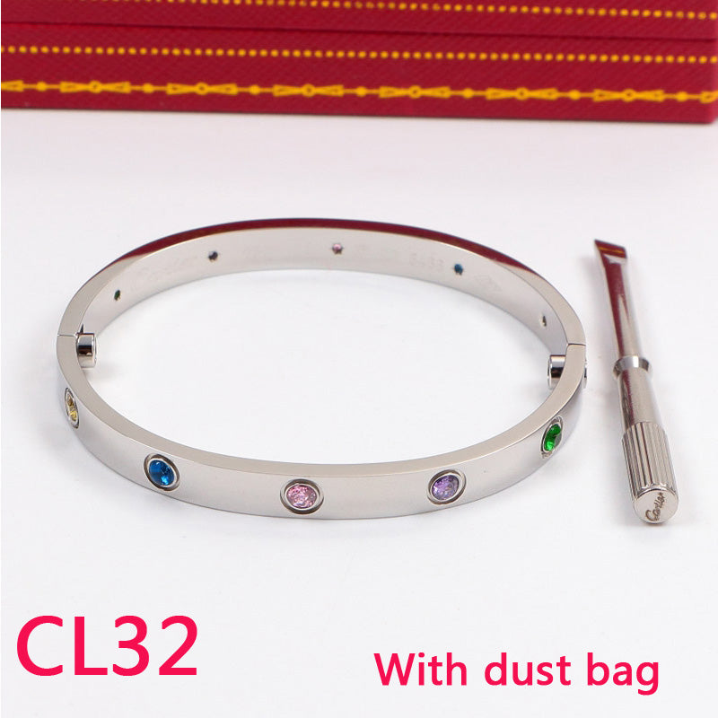 CL32  designer jewelry women bracelets Titanium stainless Steel Bracelets colorful stones Women Men gold  Bangles