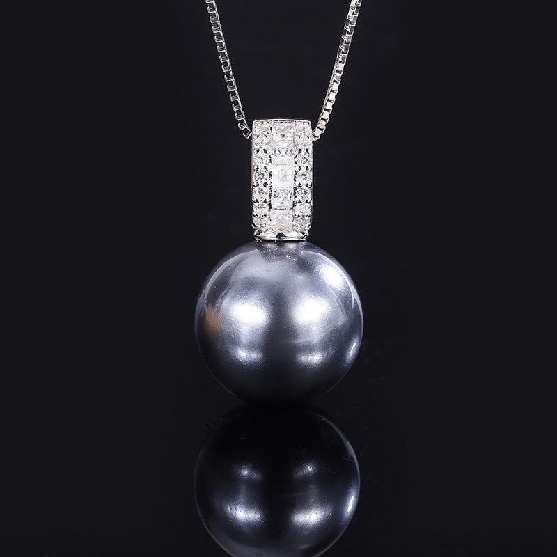 S925 real silver Pearl simple fashion women& Pearl pendant necklace 16mm