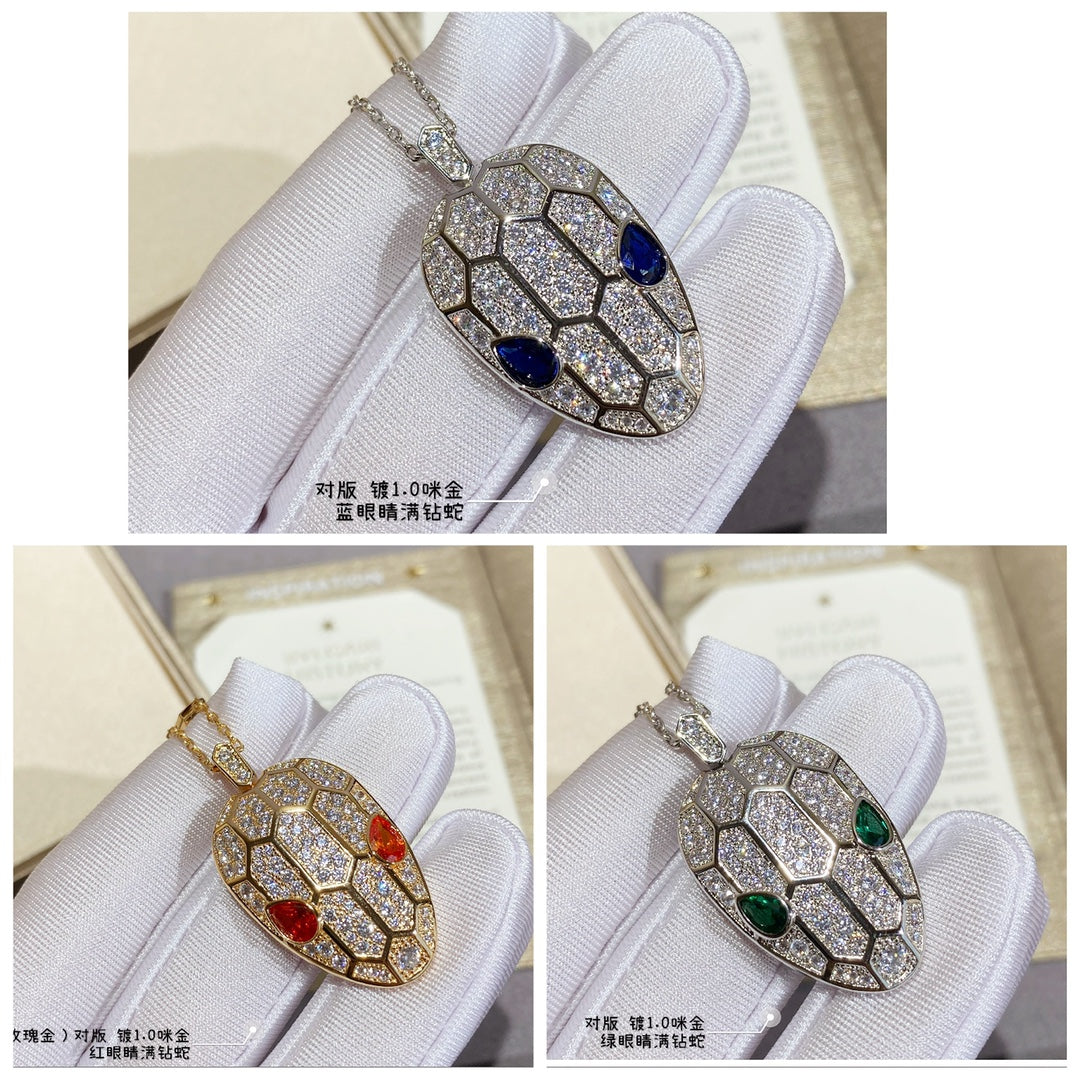 BEM011 New fashion gold full crystal blue green red 3color Necklace for woman beautiful jewelry to choose gift