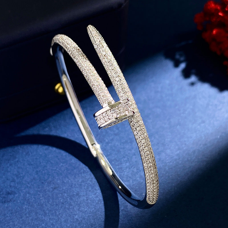 CREM09  Hot sale 316L Fashion Stainless Steel bracelet&bangle with full cz bangle for woman size