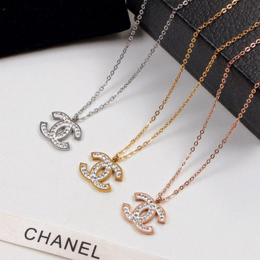 CN89  Titanium steel  Hot sale fashion Necklace for woman rose gold  color jewelry  for woman gift