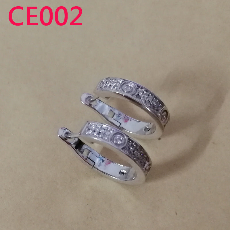 CE002  Fashion Stainless Steel Rose Gold Stone Design beautiful Earring Charm For Women Jewelry