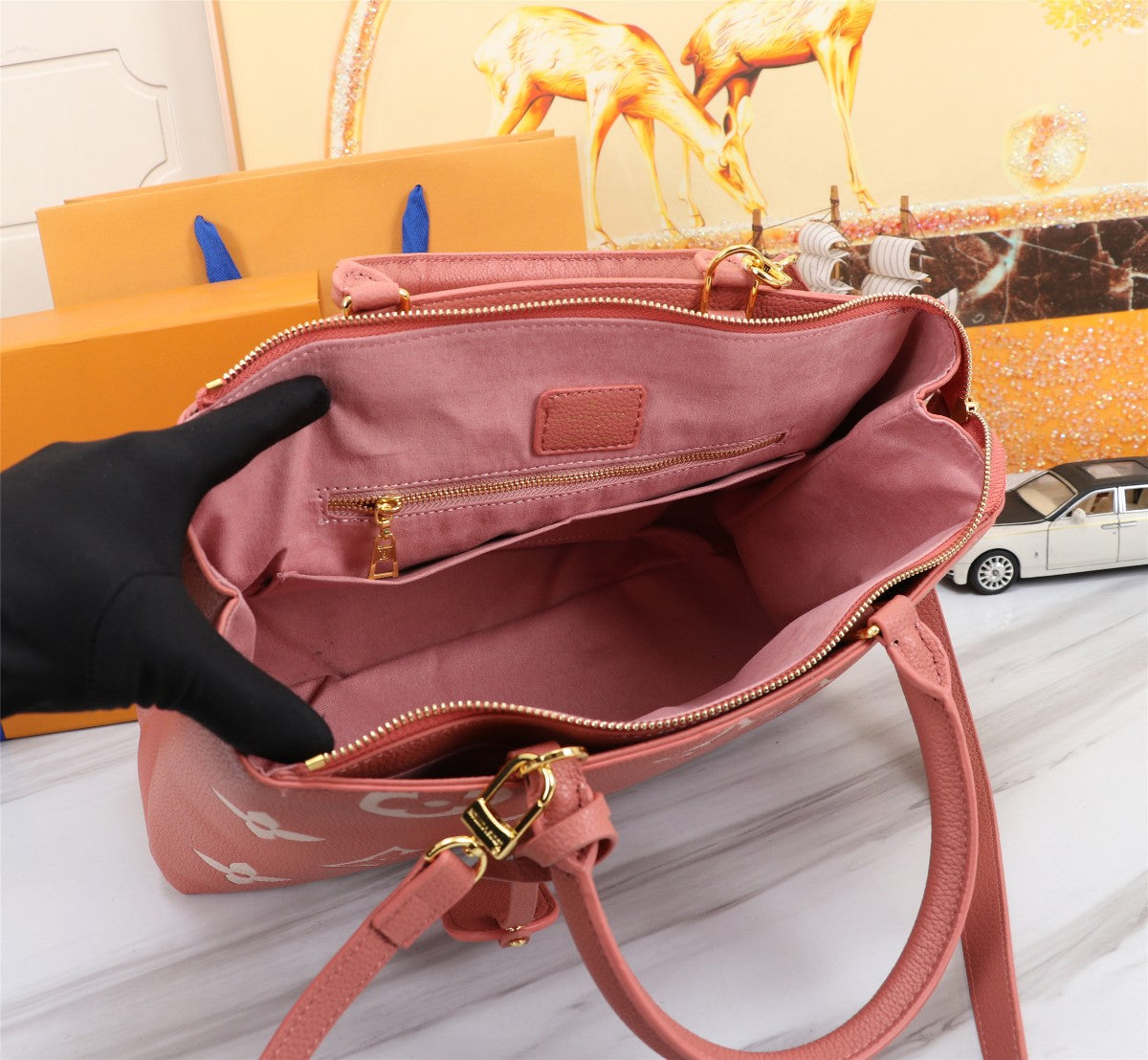 LEM101 New arrive fashion pink color  bag for woman beautiful gift to choose gift size to choose 34 x 24 x 15cm