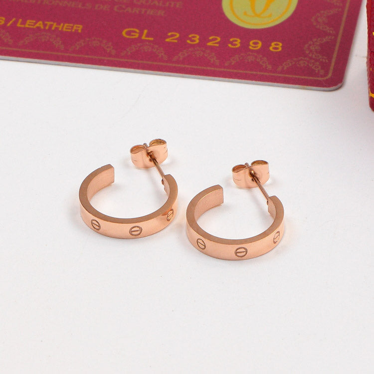 CR108  Hot sale Titanium Steel earring gold/ Rose Gold/silver earring with diamond or no diamond  for Women