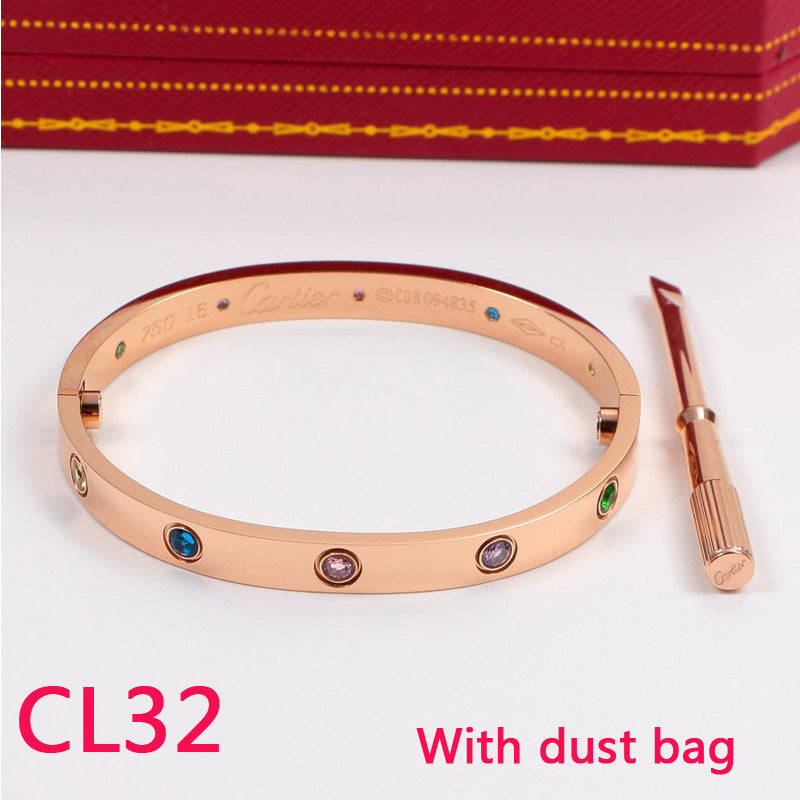 CL32  designer jewelry women bracelets Titanium stainless Steel Bracelets colorful stones Women Men gold  Bangles