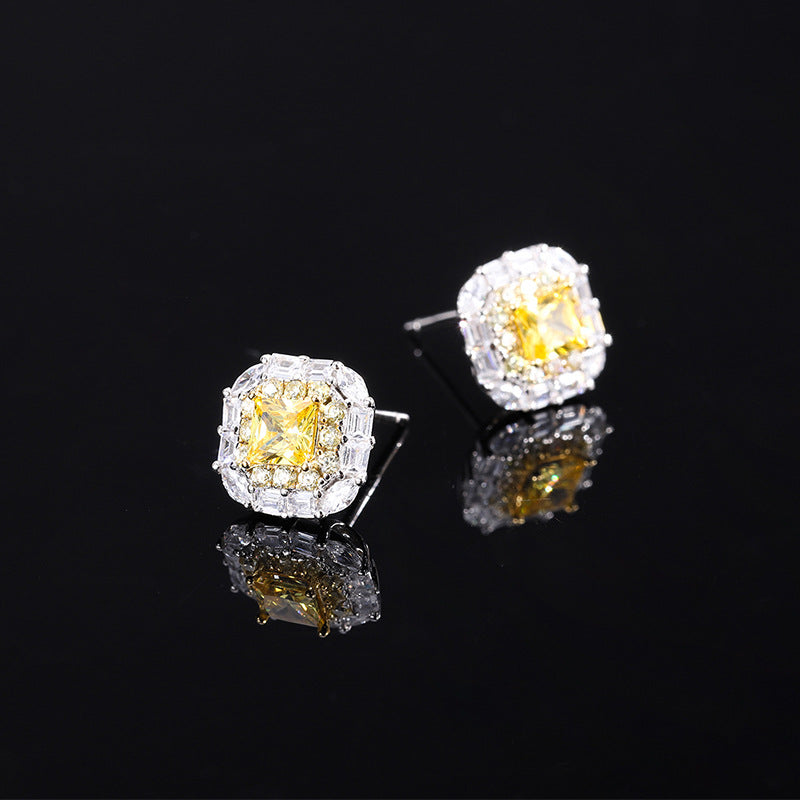 LEM74 New arrive Yellow Retro Simple Women's Stud Earrings for woman jewelry