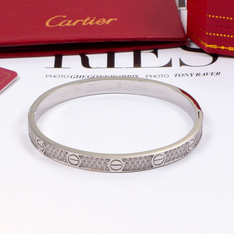 CD2 Titanium steel Men women  bracelets with full CZ silver rose gold bangle with dust bag