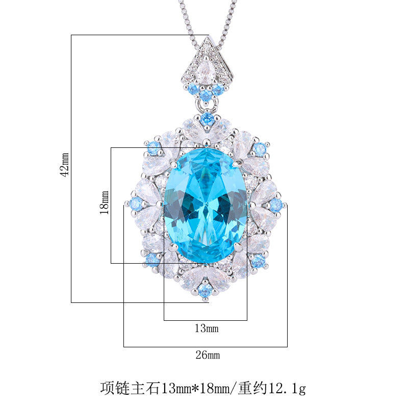 HEM16 2022 new retro simulation colorful treasure pendant necklace for woman jewelry dan-shaped main stone 13*18