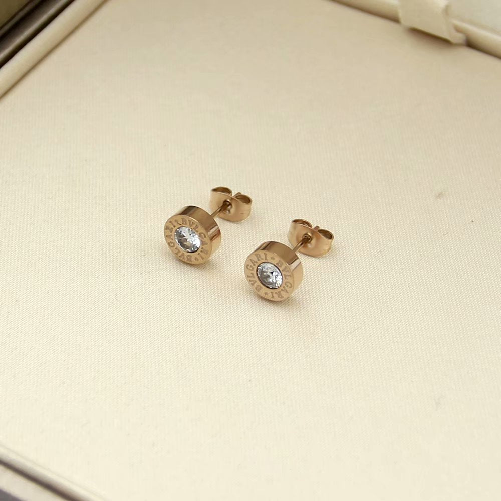 BTR21 New Fashion Brand Stainless Steel Jewelry Design Roman round stone Earring For Women  Earrings