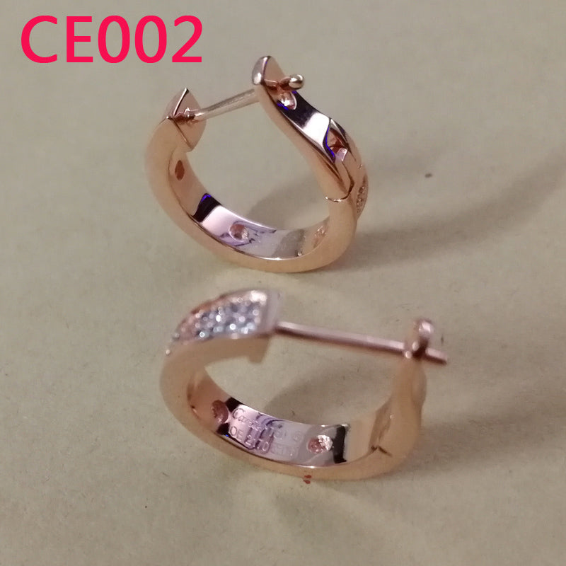 CE002  Fashion Stainless Steel Rose Gold Stone Design beautiful Earring Charm For Women Jewelry