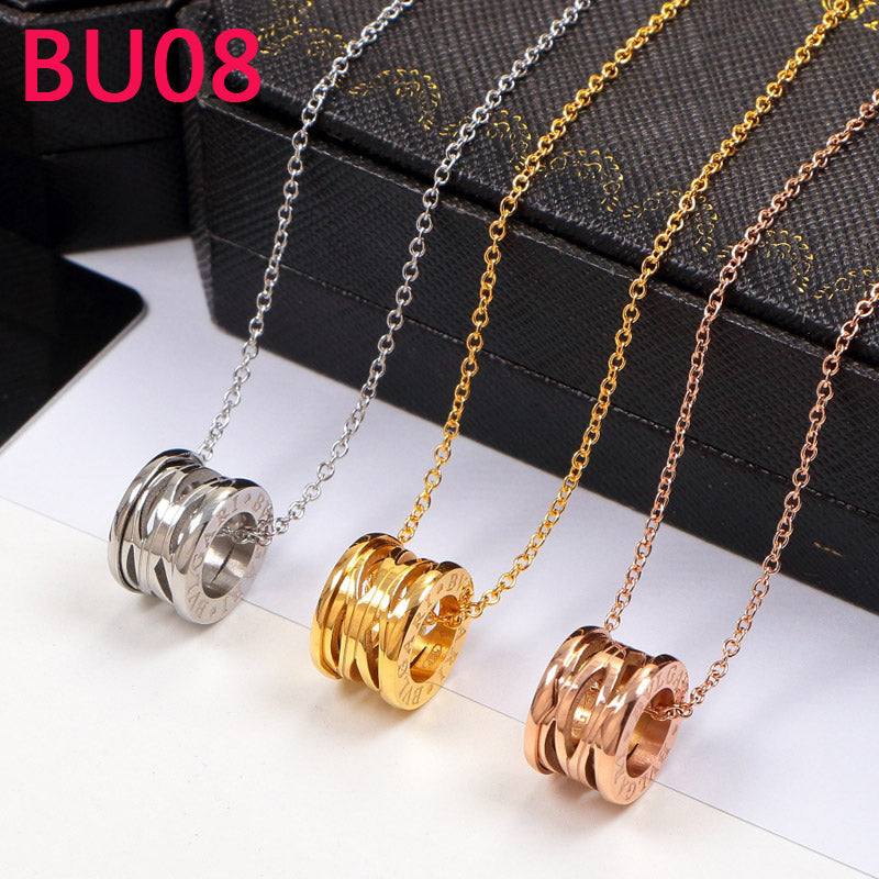 BU08 New Fashion Titanium steel Necklace for Women Couples Anel Cubic Zirconia Wedding Bands gift