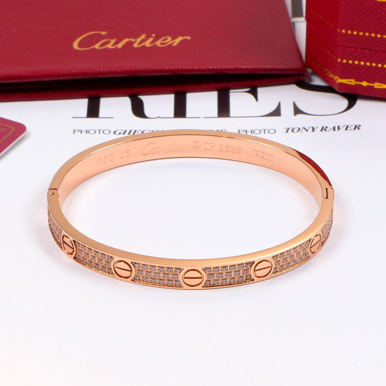 CD2 Titanium steel Men women  bracelets with full CZ silver rose gold bangle with dust bag