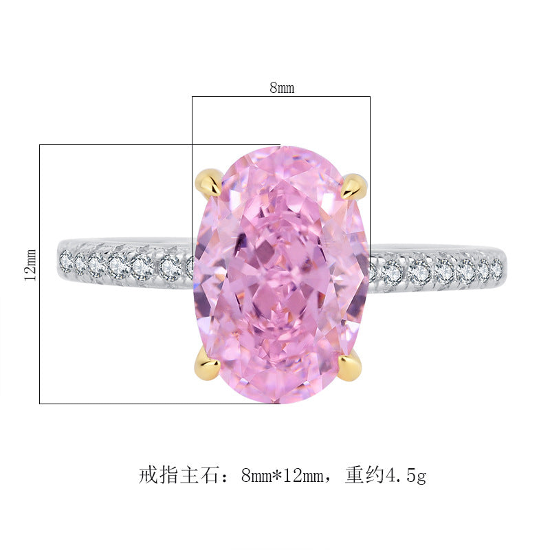 S925 whole body silver simulation high carbon diamond Radiant cut denier shape 8*12 simple inlaid ring