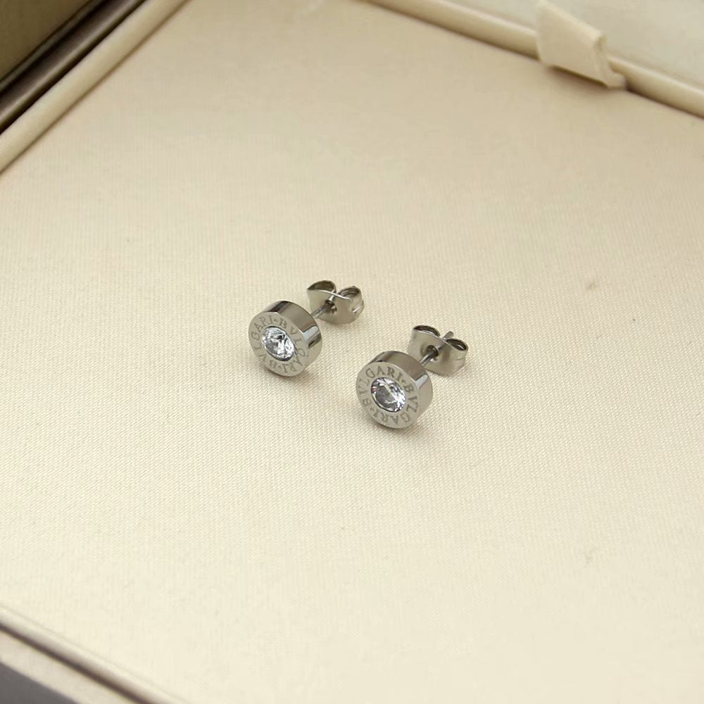 BTR21 New Fashion Brand Stainless Steel Jewelry Design Roman round stone Earring For Women  Earrings