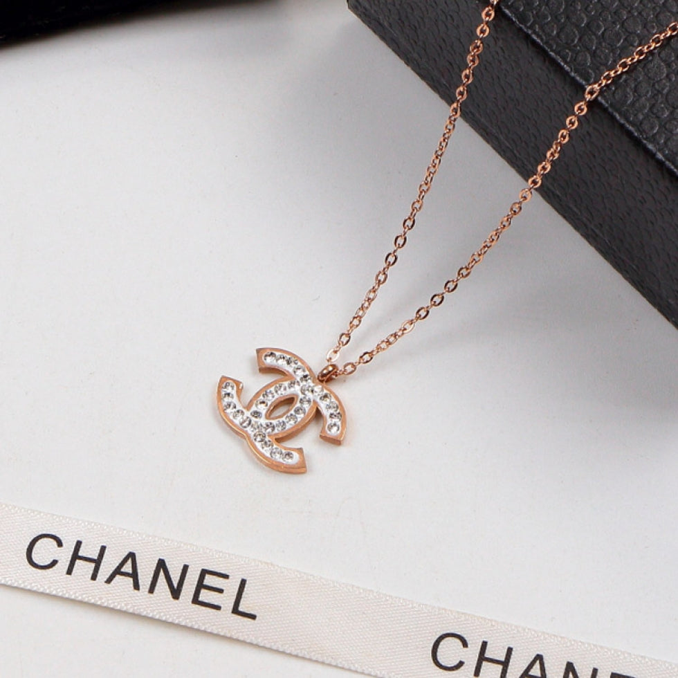 CN89  Titanium steel  Hot sale fashion Necklace for woman rose gold  color jewelry  for woman gift