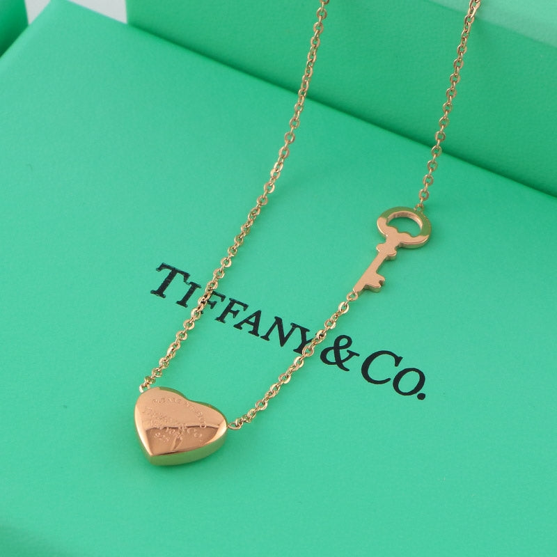 TB25 New Fashion Titanium steel Necklace for Women gift Couples Cubic Zirconia Wedding Necklace