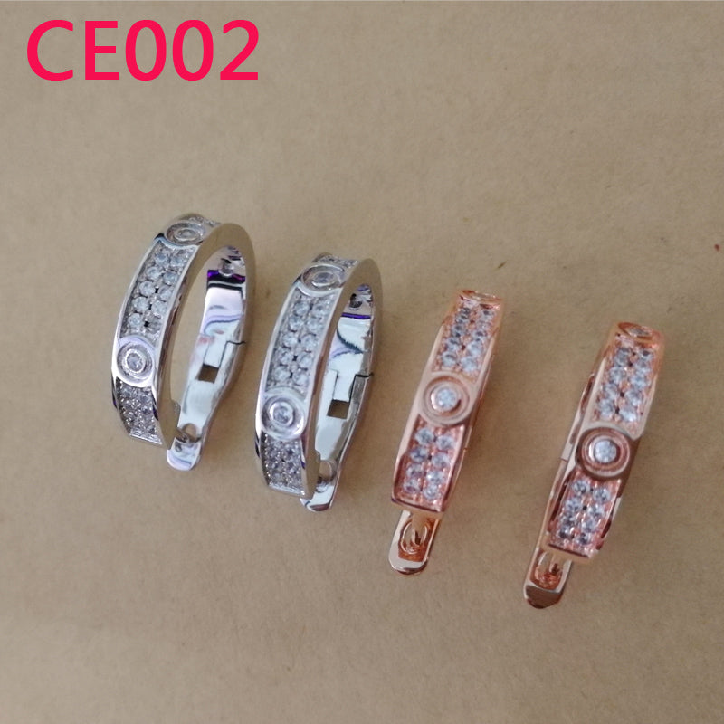 CE002  Fashion Stainless Steel Rose Gold Stone Design beautiful Earring Charm For Women Jewelry