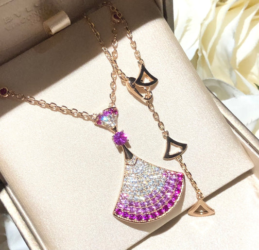 BEM12  fashion gold full cz silver and rose color Necklace for woman beautiful jewelry to choose gift