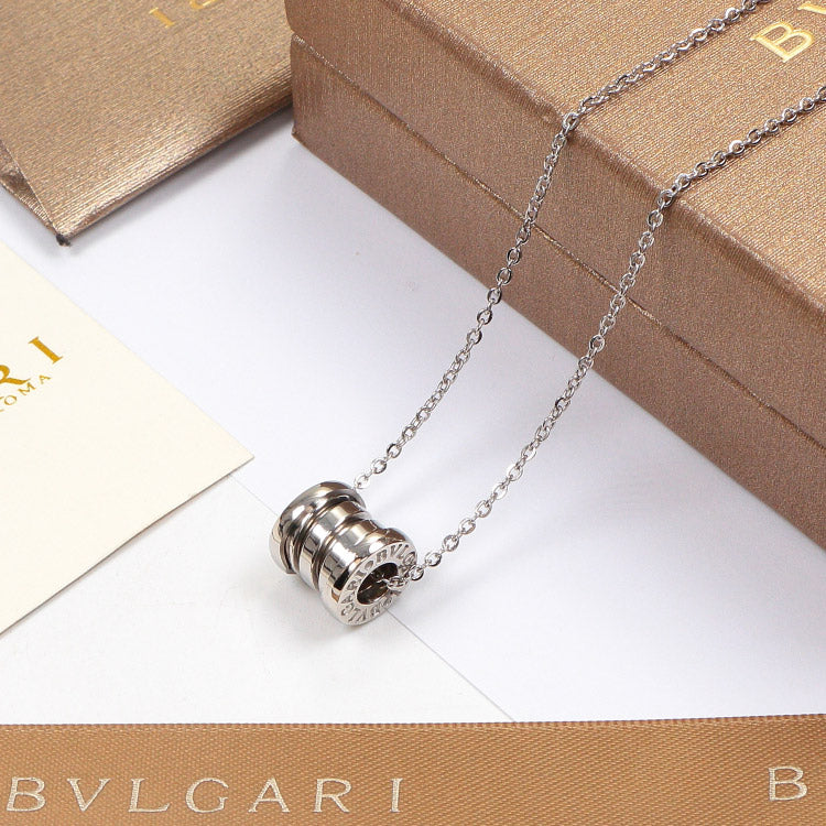 BE106  New Fashion Titanium steel Silver Necklace  Charm for Women Couples Cubic Zirconia Necklace