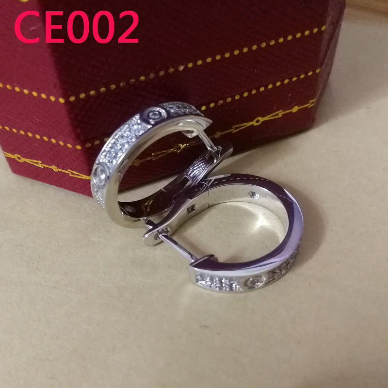 CE002  Fashion Stainless Steel Rose Gold Stone Design beautiful Earring Charm For Women Jewelry