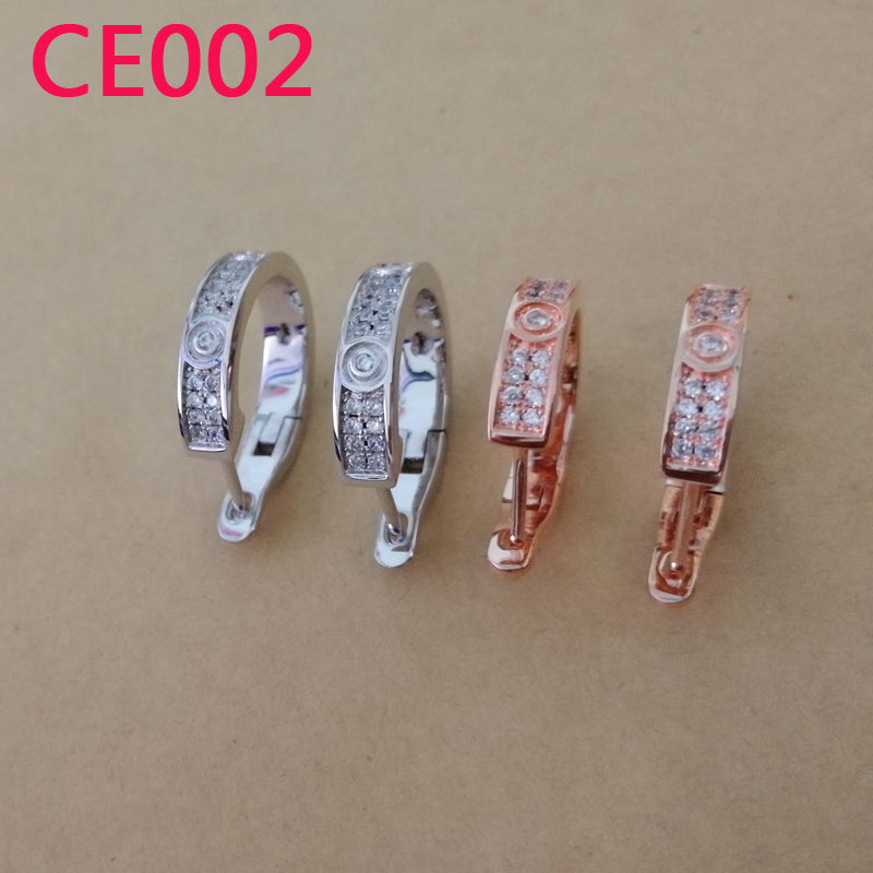 CE002  Fashion Stainless Steel Rose Gold Stone Design beautiful Earring Charm For Women Jewelry