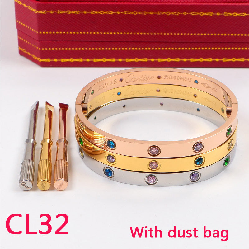 CL32  designer jewelry women bracelets Titanium stainless Steel Bracelets colorful stones Women Men gold  Bangles