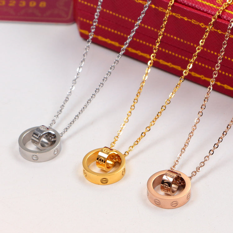 CN106  Hot sale Fashion Titanium Stainless Steel Wedding Necklace Bague Femme for woman gift