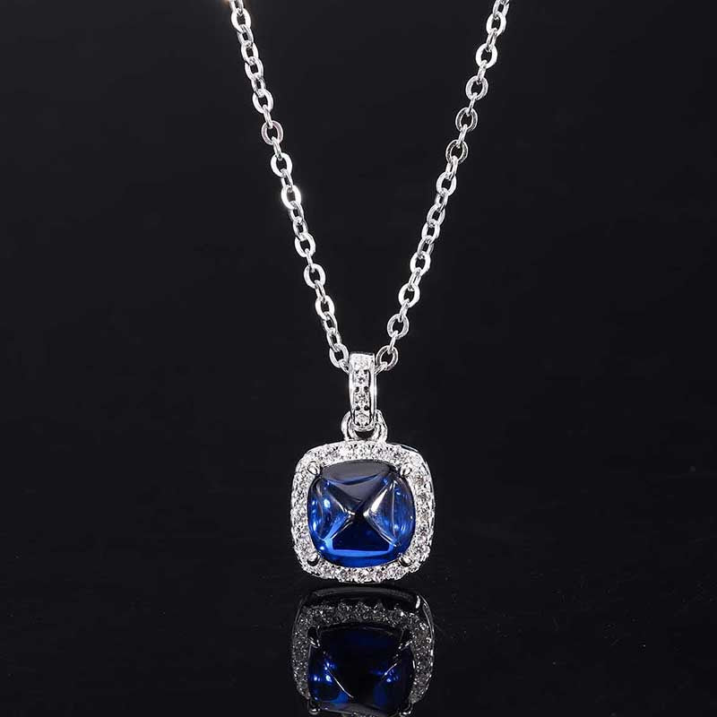 LEM40 S925 Silver Hot Selling Simulation Sapphire Sugar Tower CZ Pendant Earrings Main Stone 8*8