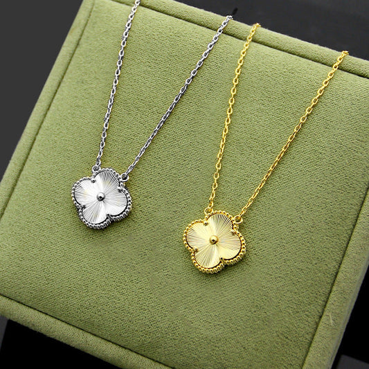 FY51 New Fashion Titanium steel silver and gold color Necklace for Women Charm flower Necklace Couples box gift