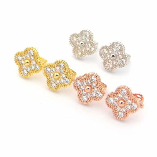 FY60   Fashion Stainless Steel Design Stud flower Earring Charm For Women Gold  Earrings Jewelry